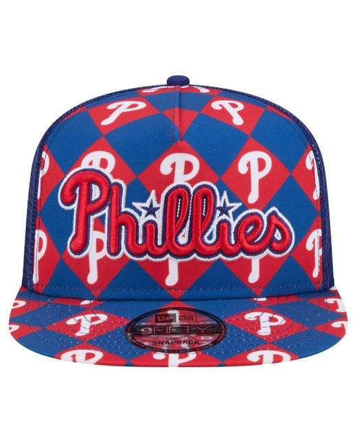 KTZ Blue Philadelphia Phillies Seeing Diamonds A-frame Trucker 9fifty Snapback Hat for men