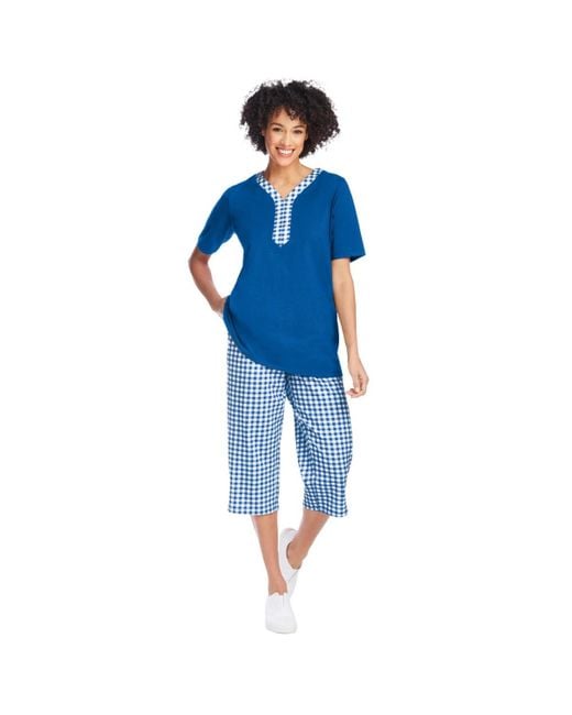Woman Within Blue Plus Size 2-piece Tunic Capri Set