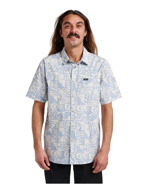 Quiksilver Blue Terra Classic Stretch Short Sleeve Shirt for men