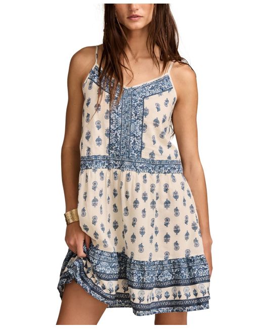 Lucky Brand Blue Border Print Mini Dress