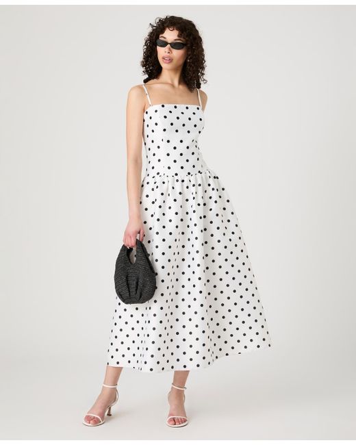 French Connection White Strappy Polka Dot Midi Dress