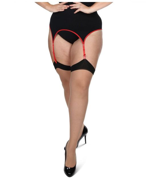 Memoi Black Plus Size Back Seam/cuban Heel Curvy Thigh High Stocking Mm-2612