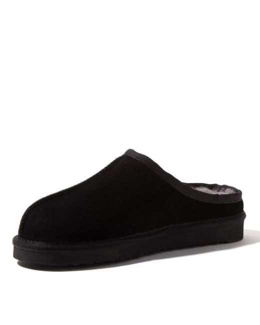 Dearfoams Black Fireside By Greta Genuine Shearling Clog Slipper