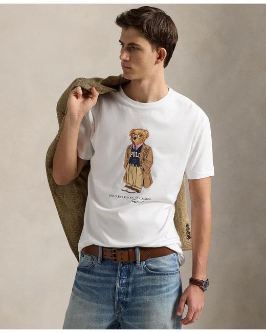 Polo Ralph Lauren Men's White Classic-fit Polo Bear Jersey T-shirt
