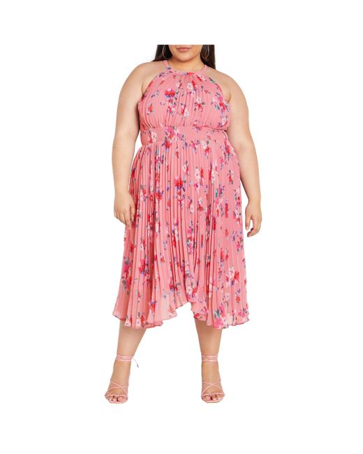 City Chic Pink Plus Size Miriam Print Dress