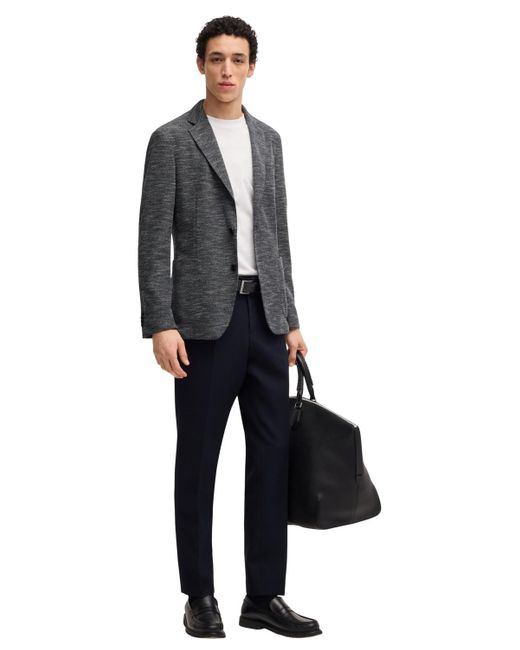 Boss Gray Boss By Micro-patterned Slim-fit Blazer