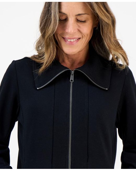 Style & Co. Blue Petite Full-zip Tunic Sweatshirt