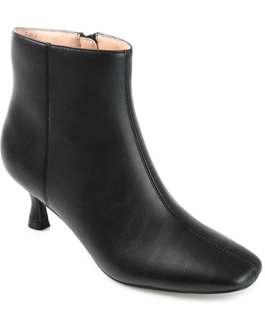 Journee Collection Black Kelssa Square Toe Kitten Heel Dress Booties