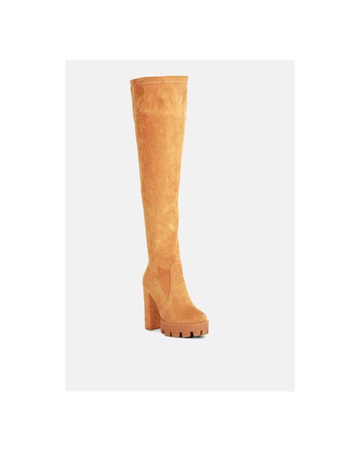 LONDON RAG White Maple Faux Suede Over The Knee Boots