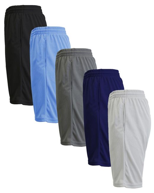 Galaxy By Harvic Blue 5-pack Lightweight Breathable Moisture Wicking Mesh Shorts for men