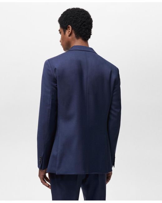 Mango Blue Slim-fit Wool Blazer