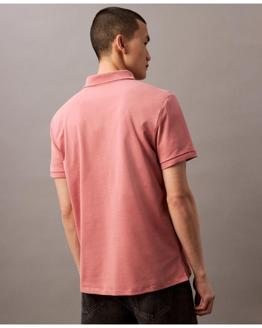 Calvin Klein Blue Regular-fit Smooth Cotton Monogram Logo Polo Shirt for men