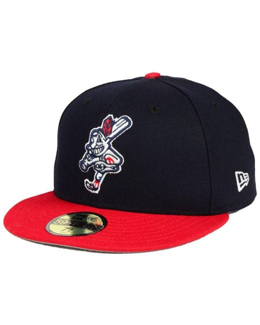 KTZ Blue Cleveland Indians Wahoo Custom 59fifty Fitted Cap for men