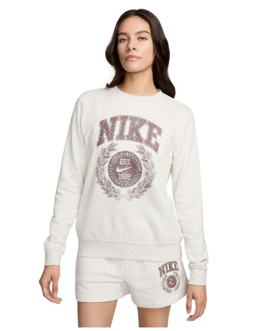 Nike White Sportswear Club Crewneck Fleece Sweatshirt
