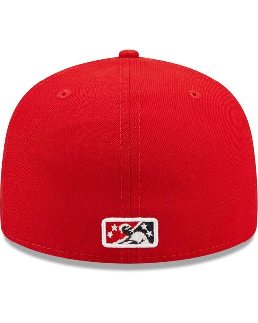 KTZ Red New Hampshire Fisher Cats Authentic Collection Team Alternate 59fifty Fitted Hat for men