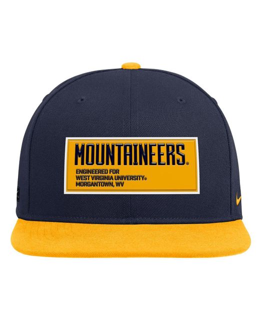 Nike Blue Navy/gold West Virginia Mountaineers 2025 On-field Patch Pro Dri-fit Snapback Hat for men
