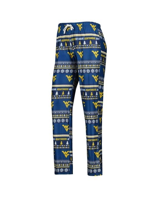 Concepts Sport Blue 2-piece West Virginia Mountaineers Holiday Long Sleeve Top And Pants Sleep Set