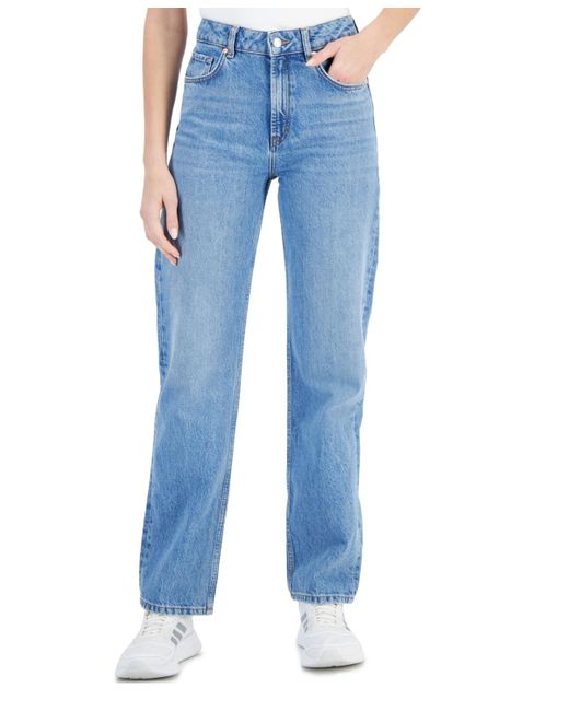 HUGO Blue Medium Wash Straight-leg High-rise Denim Jeans