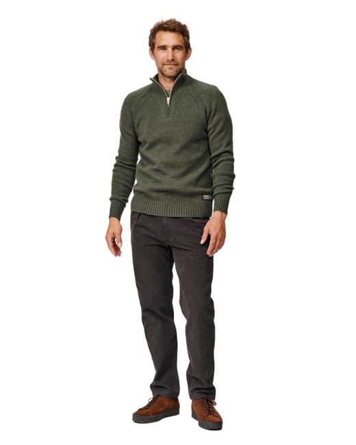 aubi Green Pelham Zip Neck Sweater for men