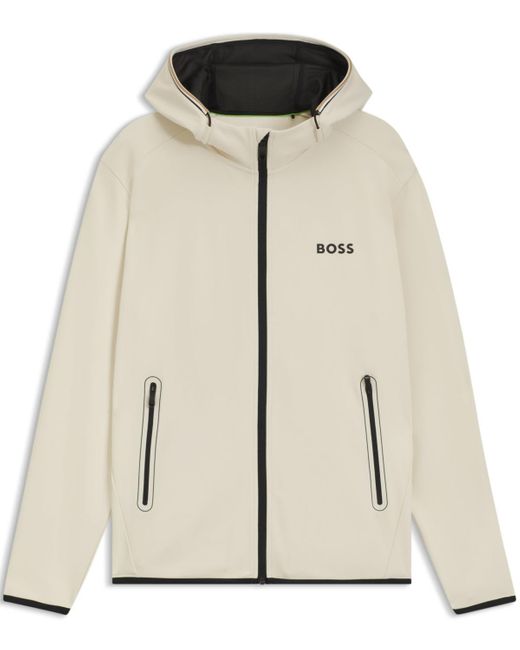 Boss Natural Boss By Active Stretch-gabardine Zip-up Hoodie for men