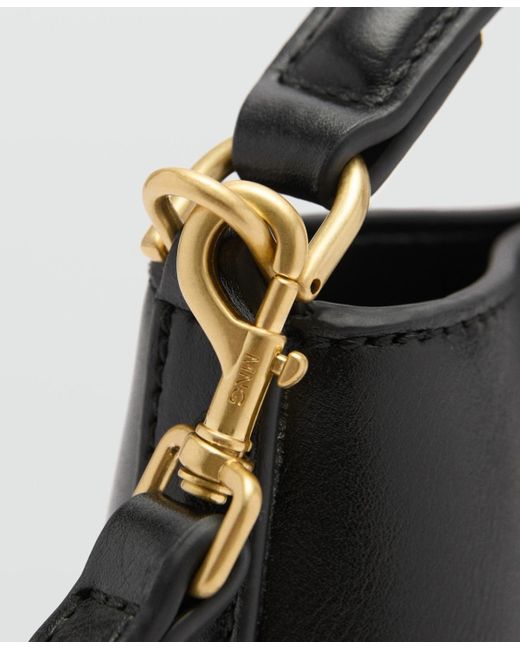 Mango Black Metallic Detail Mini Shopper Bag