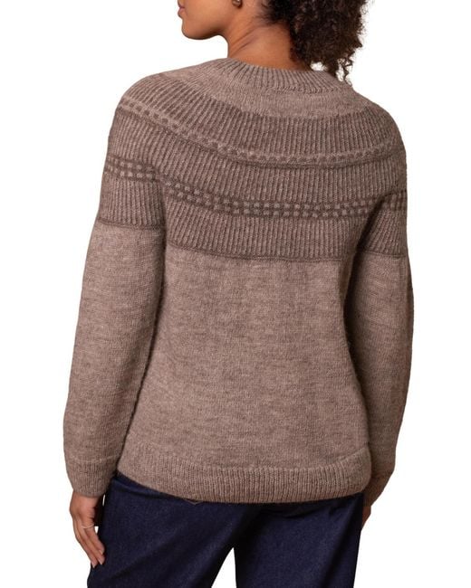 Celtic & Co. Brown British Wool Yoke Pattern Sweater