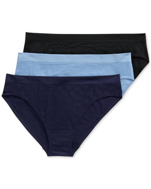 Lauren by Ralph Lauren Blue Monogram Mesh Jacquard 3-pack Bikini Underwear