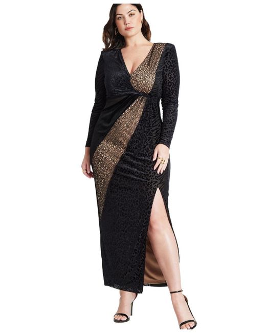 Eloquii Black Plus Size Patchwork Maxi Dress