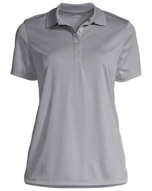Lands' End Gray Short Sleeve Solid Active Polo
