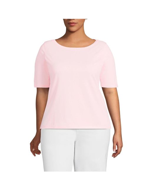 Lands' End Pink Plus Size Supima Cotton T-shirt