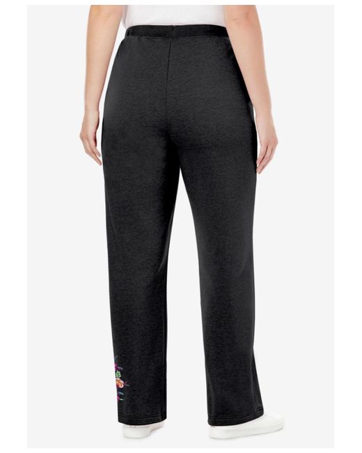 Woman Within Black Within Tall Better-fleece Pull-on Drawstring Sweatpants