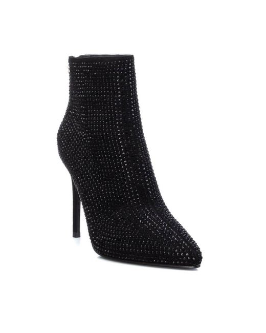 Xti Black Suede Stiletto Booties By