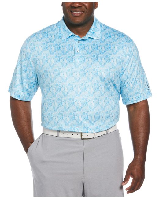PGA TOUR Blue Big & Tall Stretch Moisture-wicking Floral Golf Polo Shirt for men