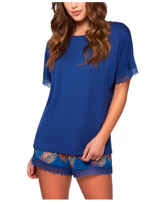 iCollection Blue 2pc. Soft Pajama Set Trimmed