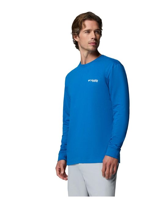 Columbia Blue Pfg Ahab Graphic Long-sleeve T-shirt for men