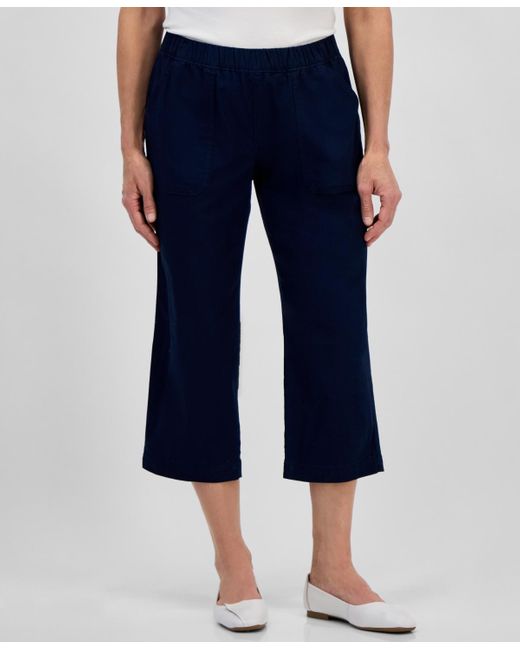 Style & Co. Blue Petite Herringbone Pull-on Capri Pants