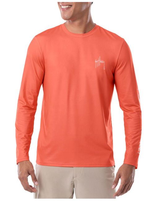 Guy Harvey Synthetic Moisturewicking Upf 50 Logo Graphic Longsleeve T