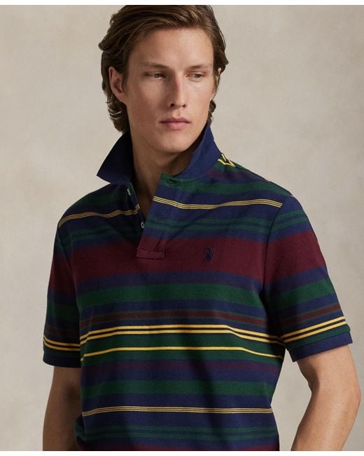 Polo Ralph Lauren Blue Classic-fit Striped Mesh Polo Shirt for men