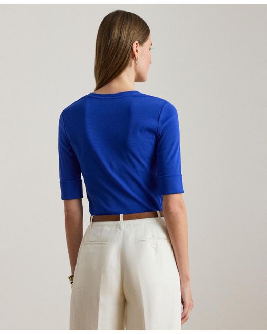 Ralph Lauren Blue Elbow-sleeve Top