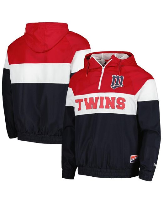 KTZ Red Minnesota Twins Ripstop Raglan Quarter-zip Hoodie Windbreaker Jacket for men
