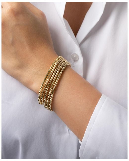 Zoe Lev Metallic 3mm Bead Bracelet Stack