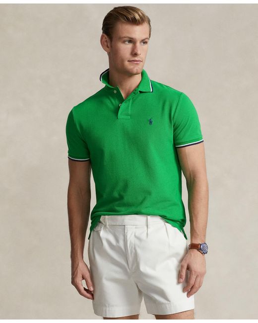Polo Ralph Lauren Classic-fit Mesh Polo Shirt in Green for Men | Lyst