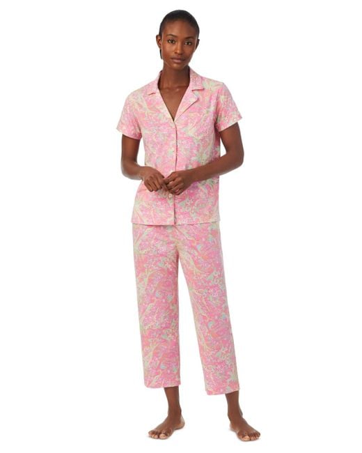 Lauren by Ralph Lauren Pink 2-pc. Printed Capri Pajamas Set