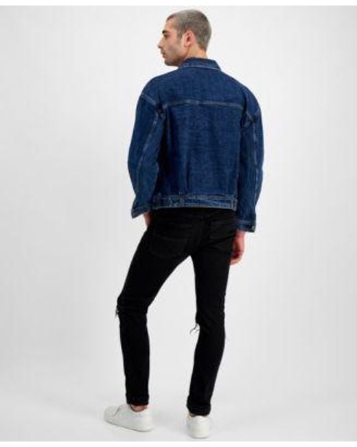 INC International Concepts Blue Slim Straight Jeans Sheer T Shirt Denim Jacket Created For Macys for men