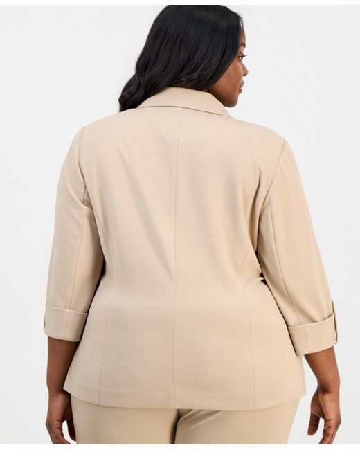 Anne Klein Essentials Natural Plus Size 3/4-sleeve One-button Blazer