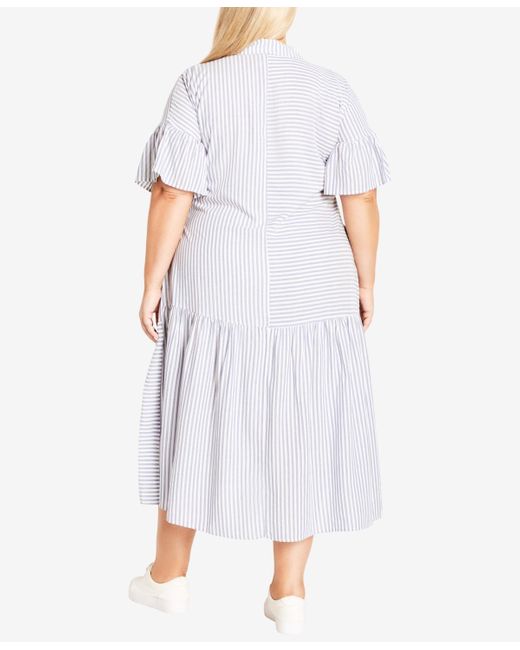 Avenue White Plus Size Kaitlyn Stripe Midi Dress