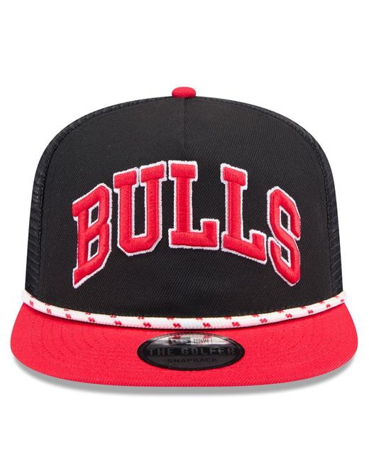 KTZ Black/red Chicago Bulls Throwback Team Arch Golfer Snapback Hat for men