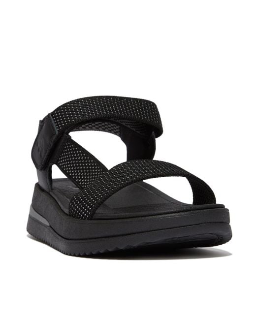 Fitflop Black Surff Two-tone Webbing Or Leather Back-strap Sandals