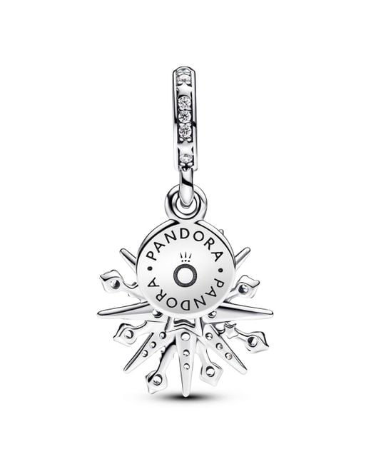 Pandora White Sparkling Firework Double Dangle Charm