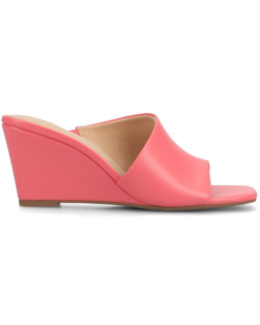 Journee Collection Pink Clementine D'orsay Slip-on Wedge Sandals